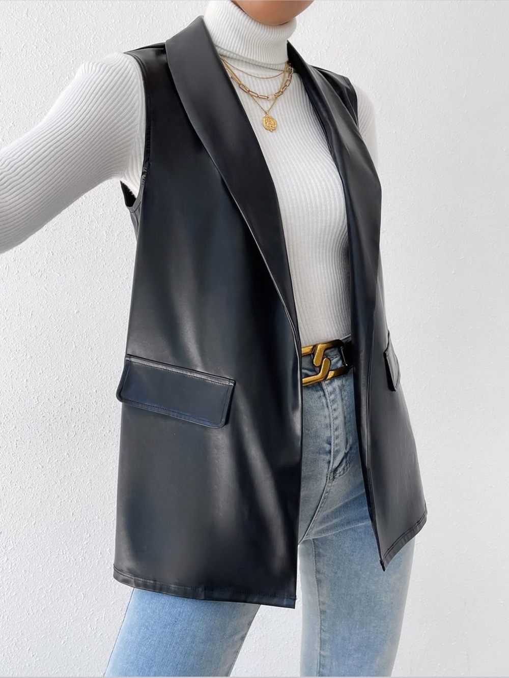 Steve Madden Black Faux Leather Vest